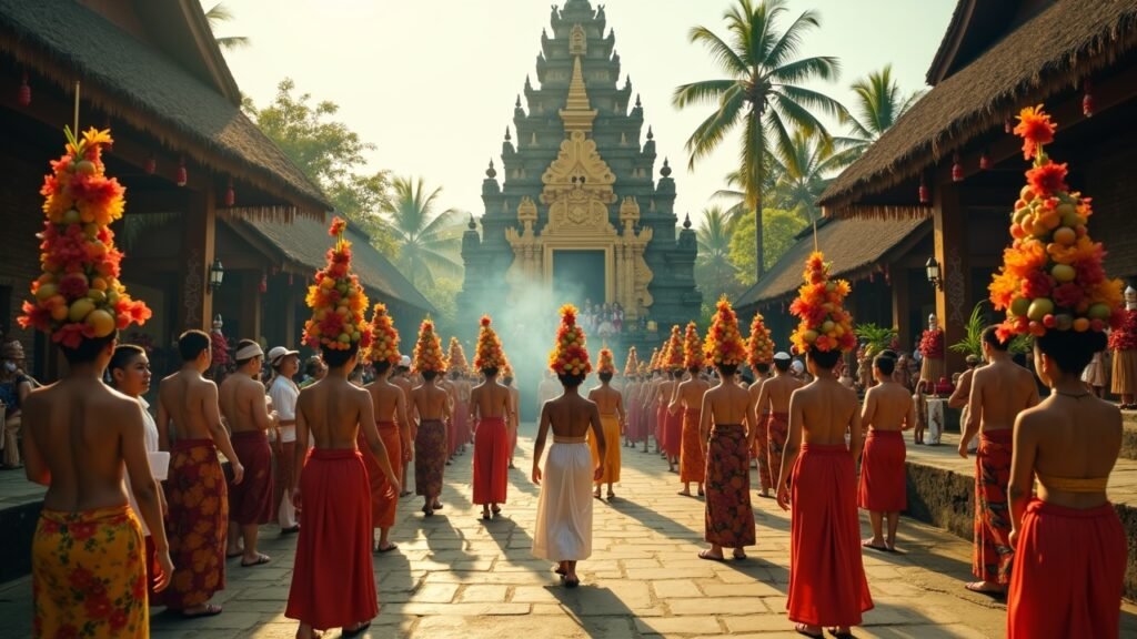 Traditional Bali ceremony in village