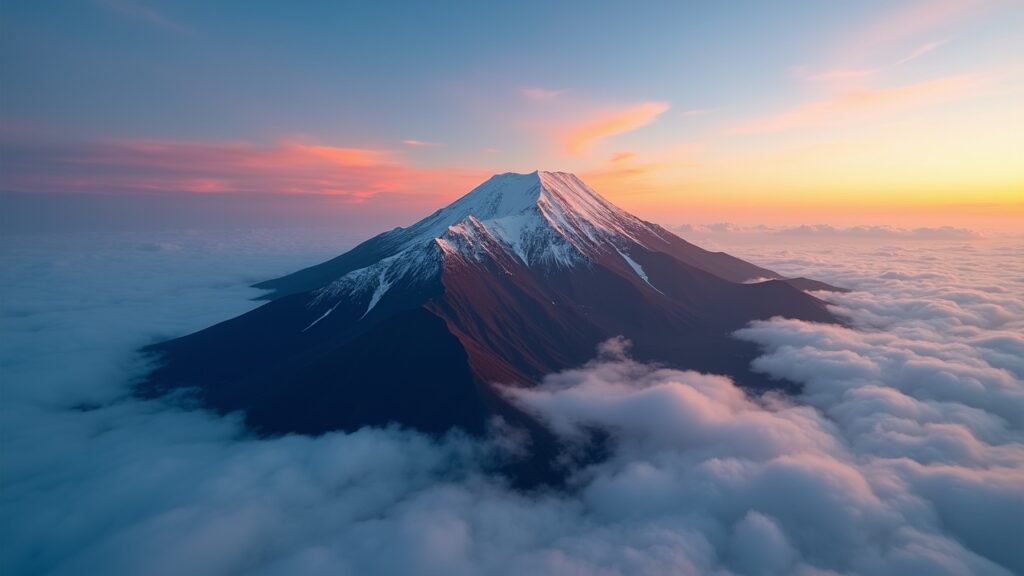 Kilimanjaro peak above clouds