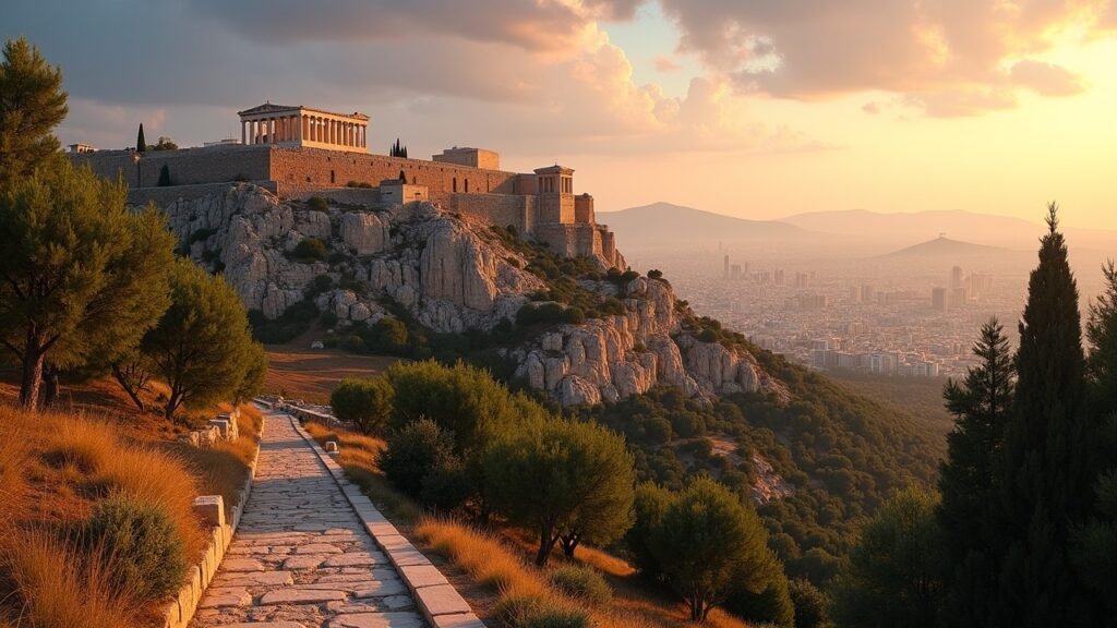 Athens Acropolis hillside view