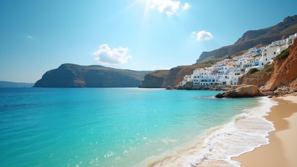Greek island beach turquoise water