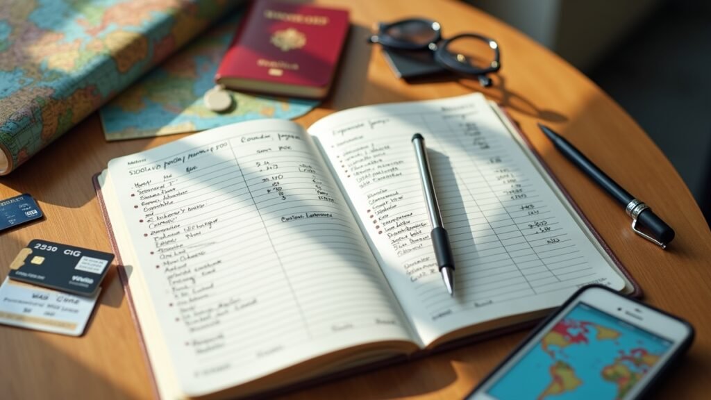 Monthly expense tracking journal travel