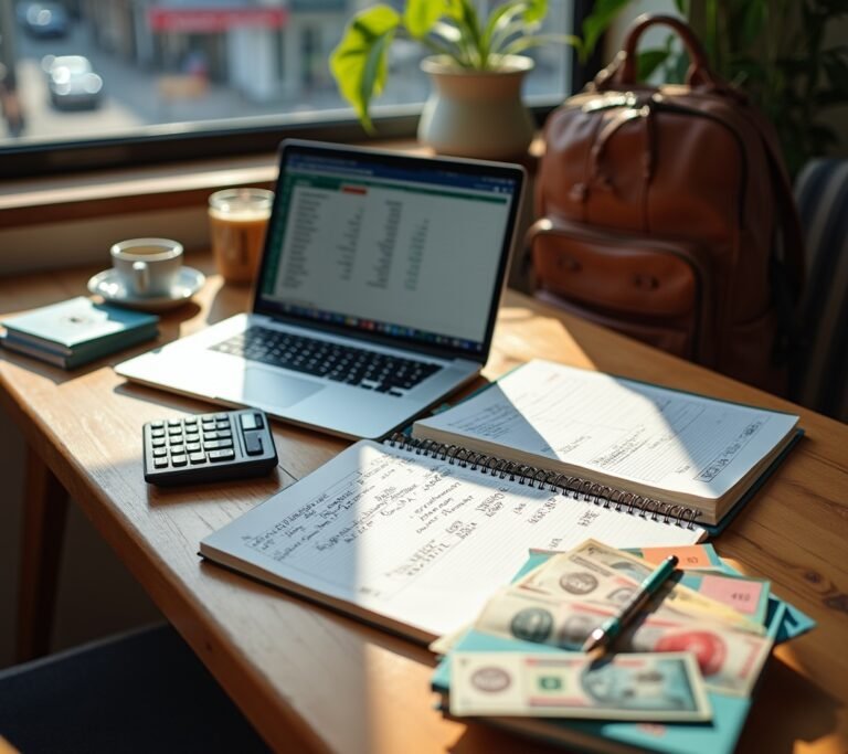 Digital nomad with laptop at cafe