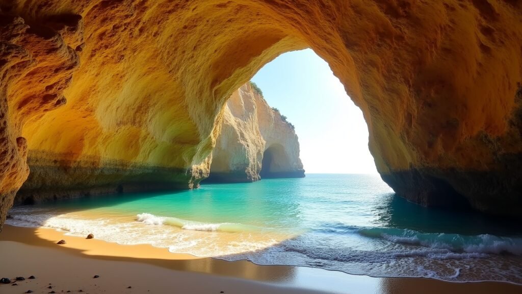 Algarve sea cave rock arch