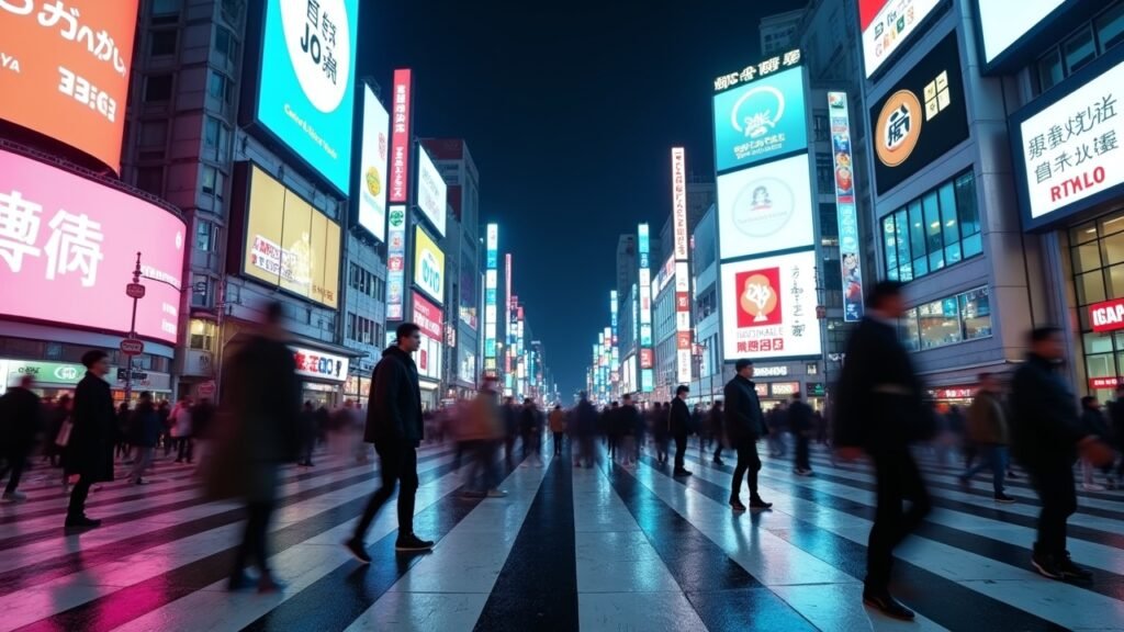Shibuya crossing busy intersection
