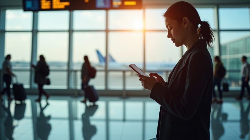 Person using app at airport
