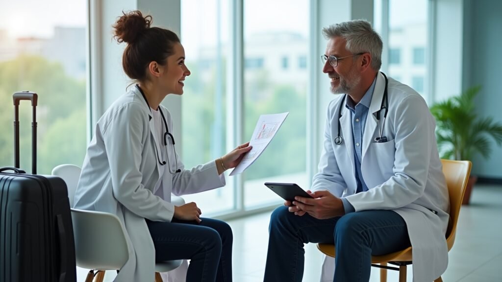 Doctor with patient abroad