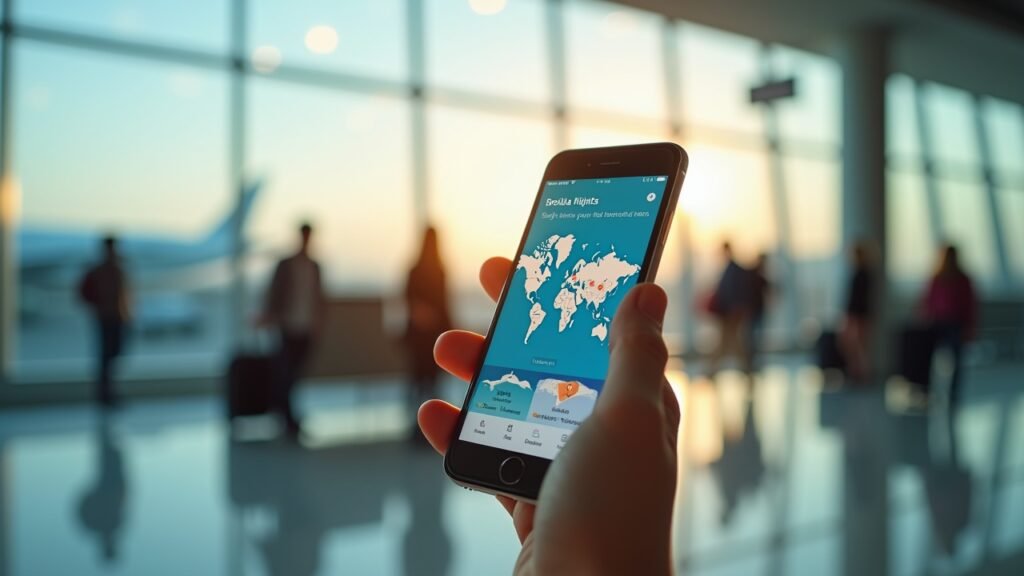 Phone with travel app open