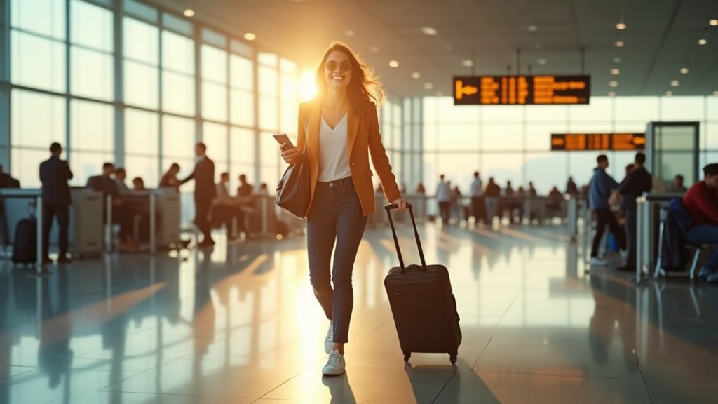 Traveler breezing through airport no checked bag