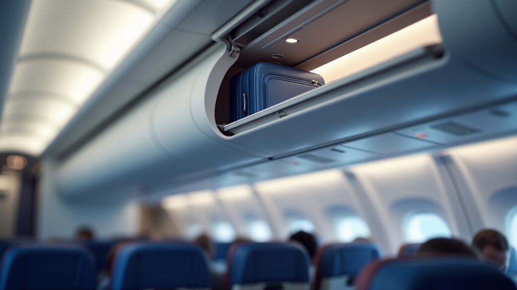 Overhead bin with single carry-on