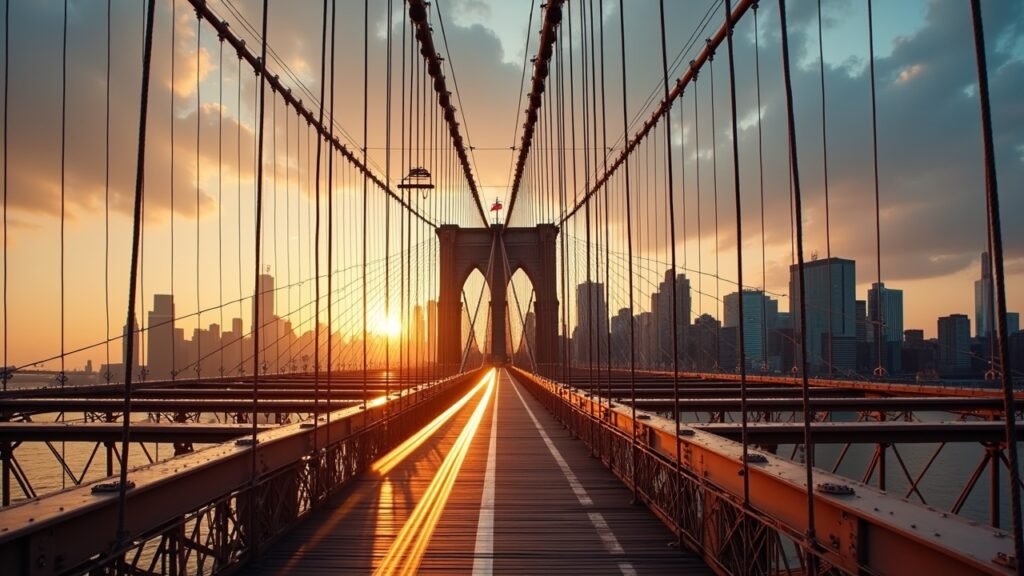 Brooklyn Bridge at golden hour