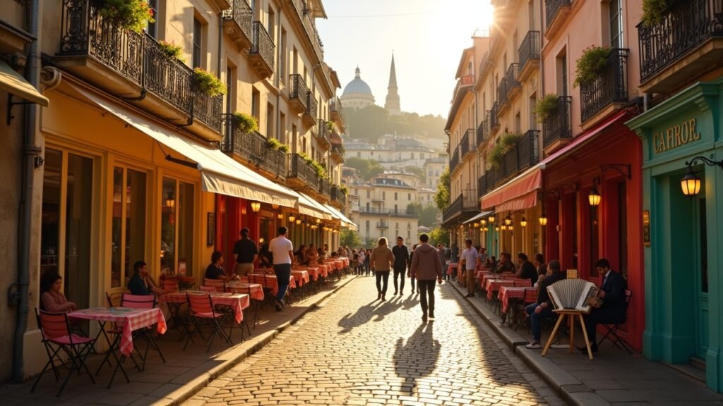 Colorful Montmartre street scene