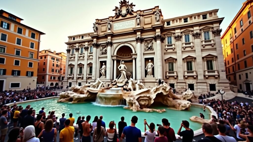 Trevi Fountain crowd Rome