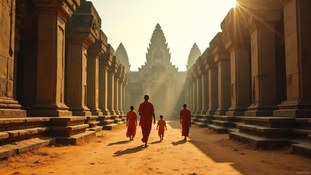 Temples in dry season Cambodia