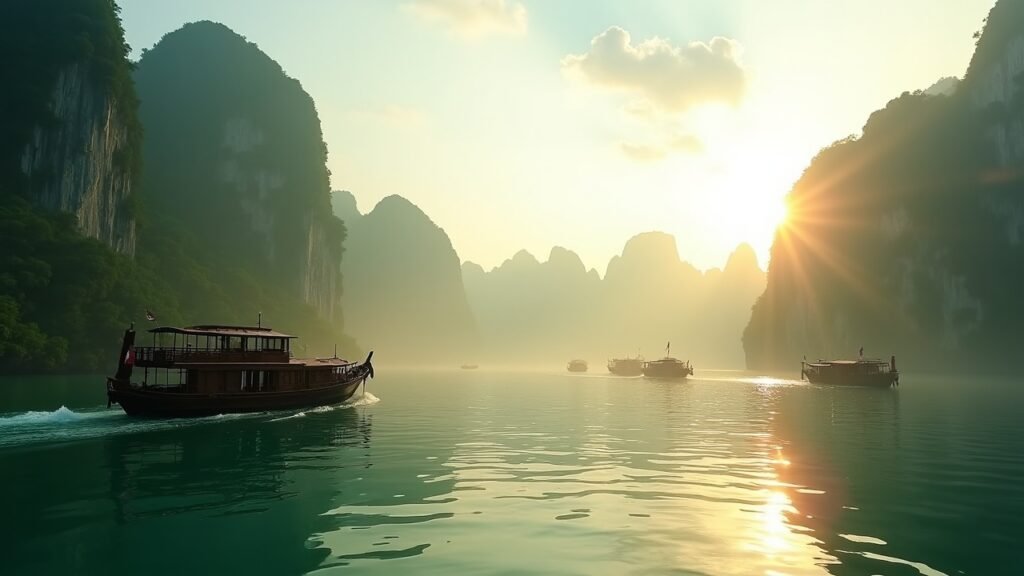Halong Bay boats Vietnam