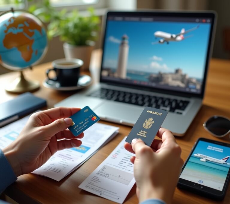 Travel credit card next to passport