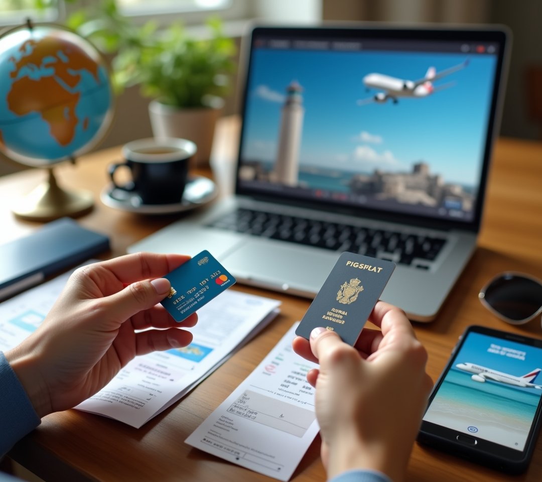 Travel credit card next to passport