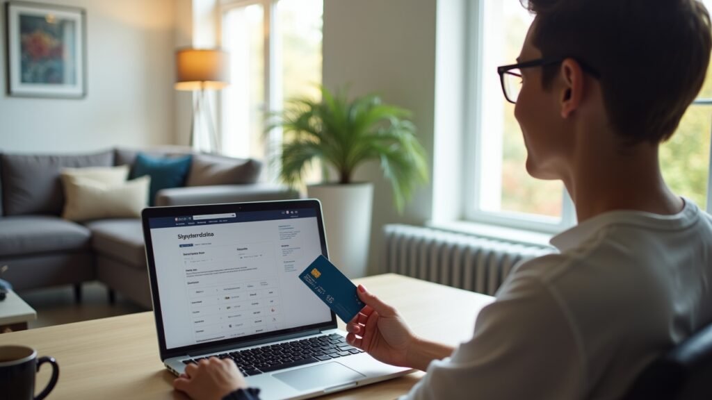 Person booking flight with points