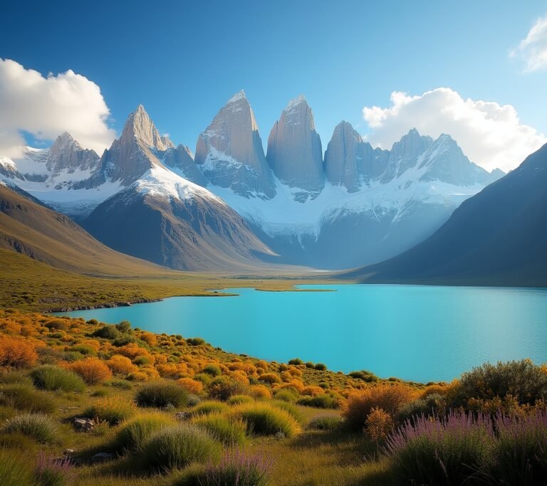 Torres del Paine peaks Patagonia sunrise
