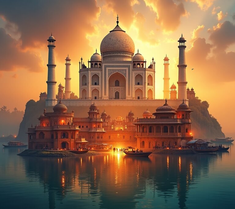 Taj Mahal sunrise golden light