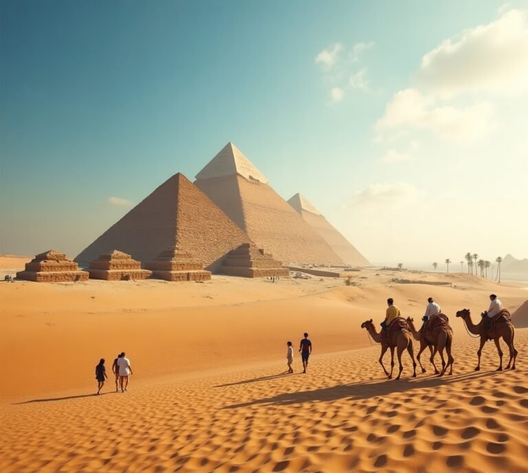 Giza pyramids camel desert Egypt