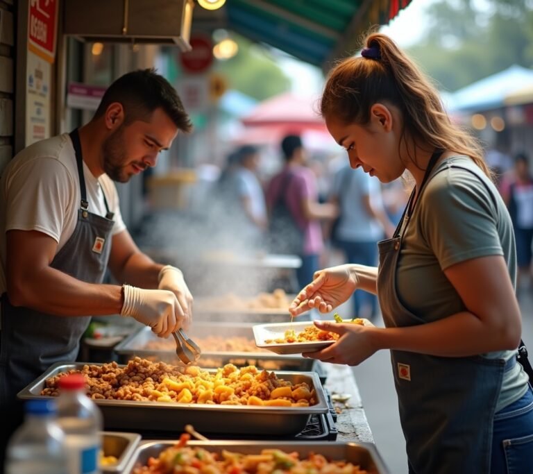 Street food vendor night market