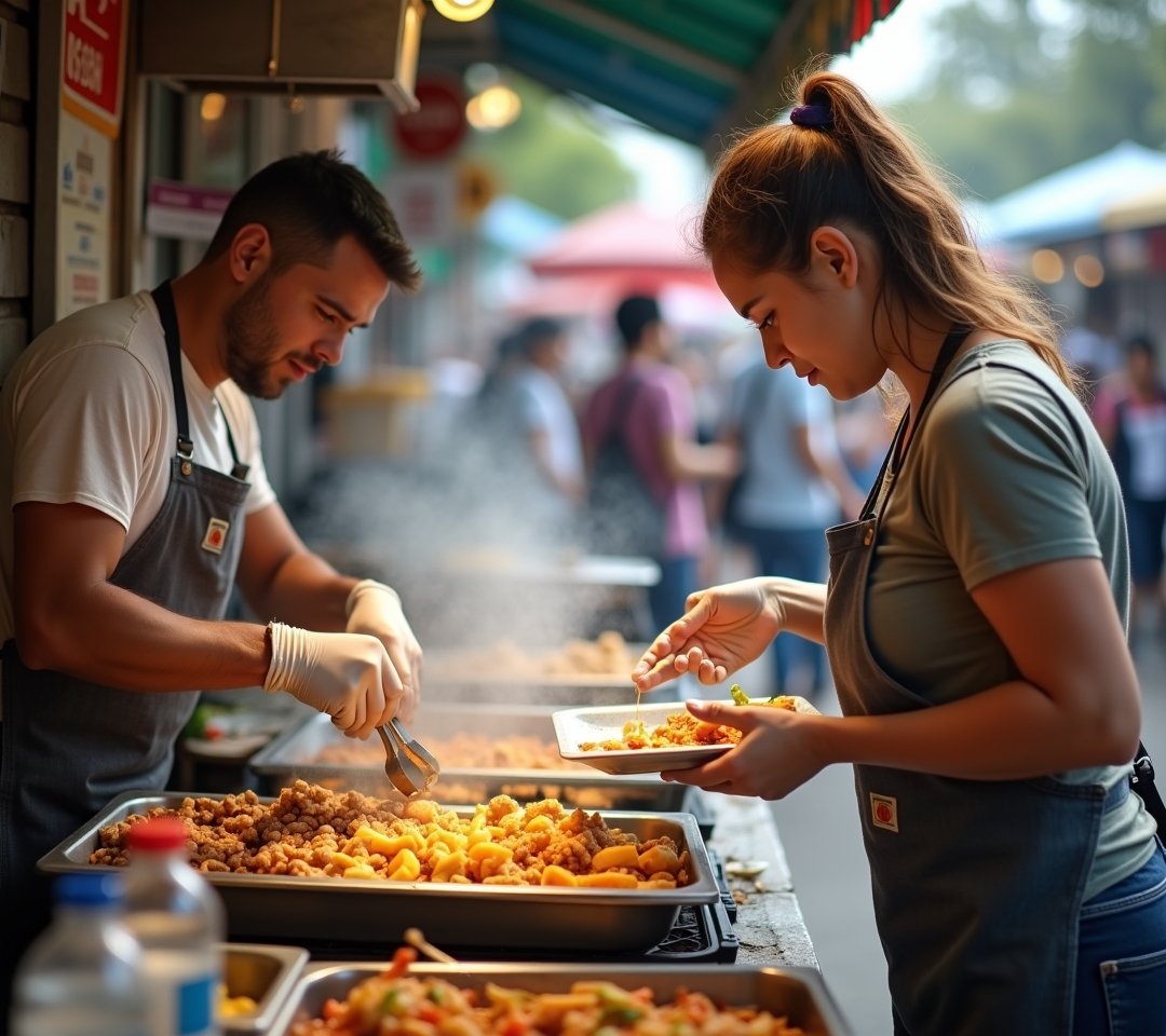 Street food vendor night market