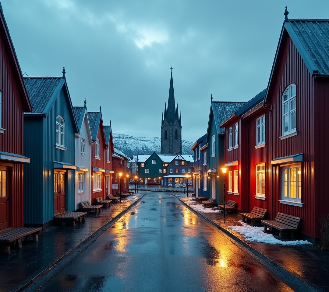 Reykjavik colorful houses harbor